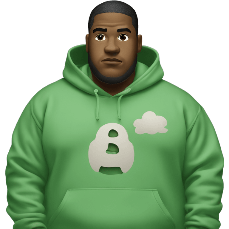 Heavy guy wearing bape hoodie green smoke emoji