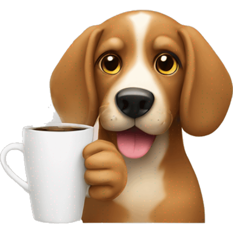 Dog drinking coffee emoji