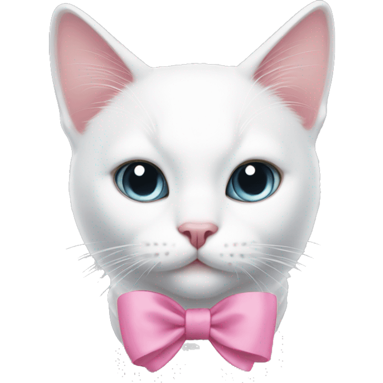 white cat with a mini pink bow on ear emoji