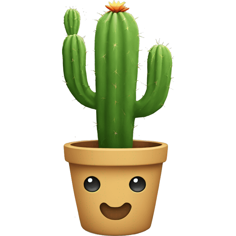 Cactus in a plant pot with a smiley face emoji