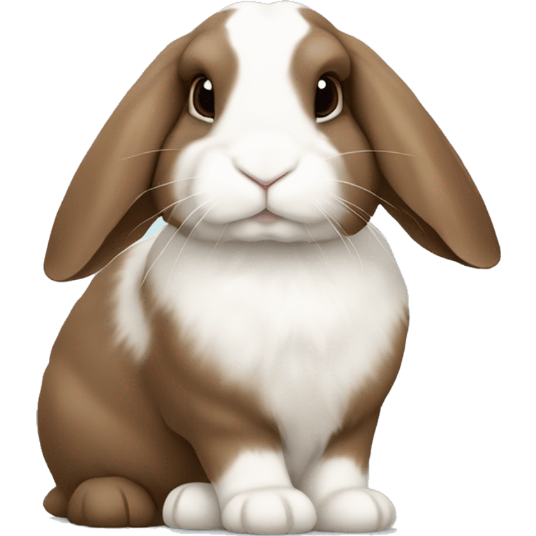 brown holland lop bunny (portrait, facing forward, iOS 17 style, happy) emoji