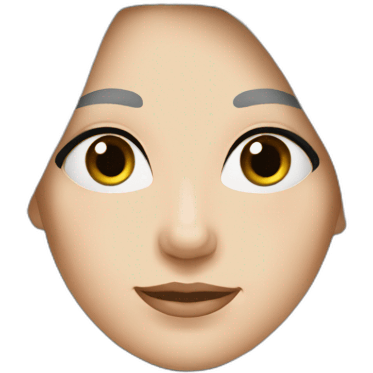 Woman at 40s, white pale skin, grey hair, big black eyes emoji