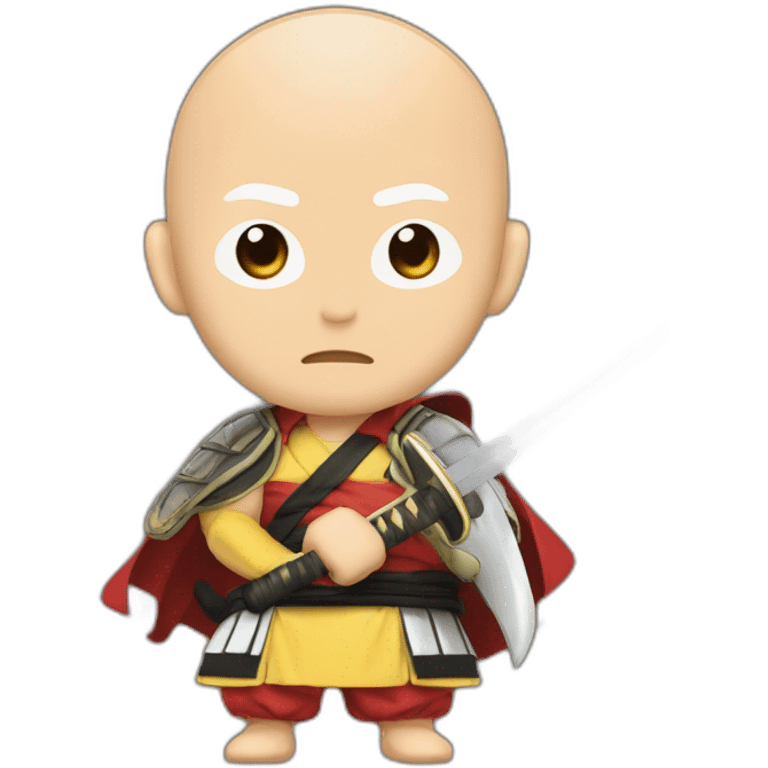 saitama serious puncho with a katana on his right hand emoji