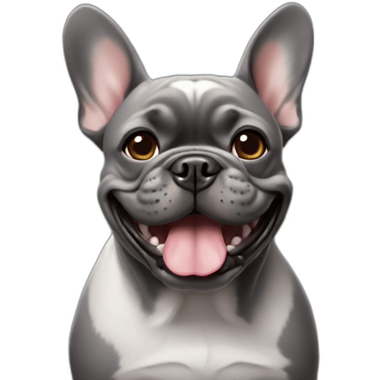 smiling dark grey french bulldog emoji