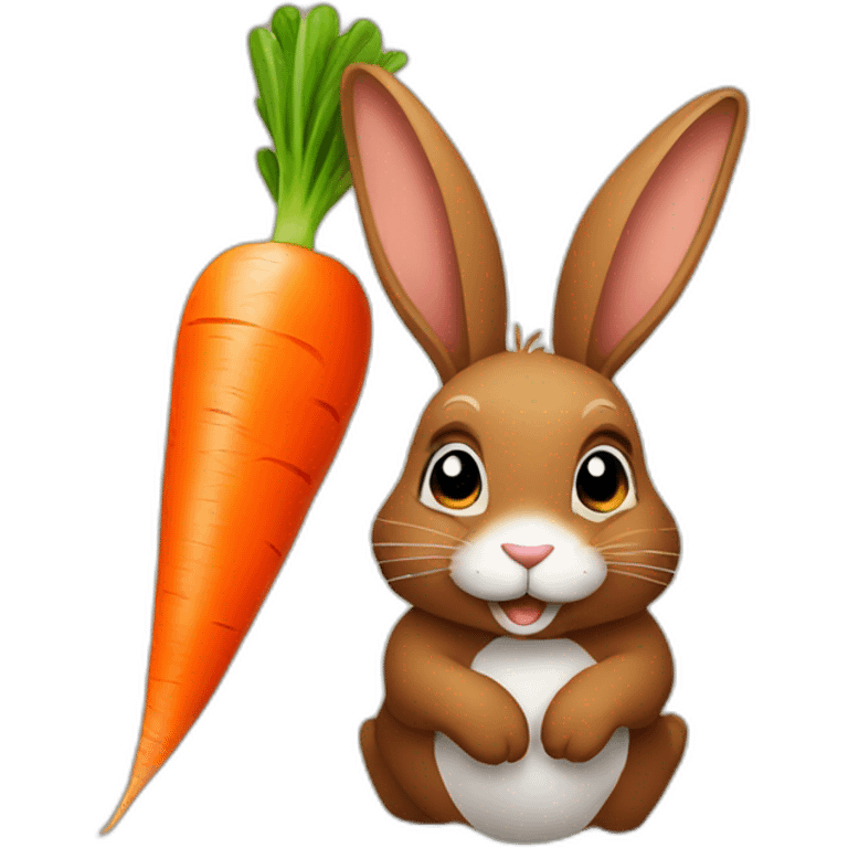 brown rabbit holding carrot emoji