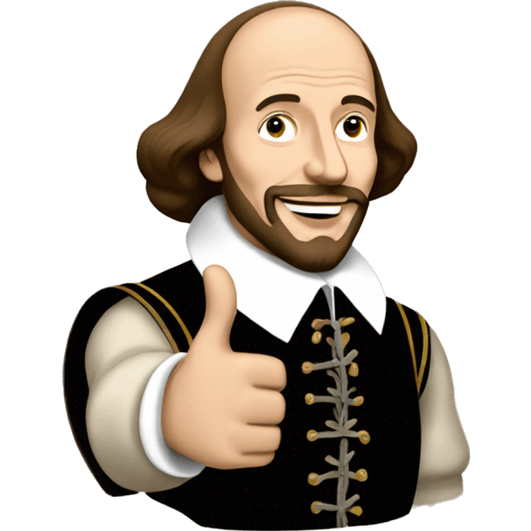 William Shakespeare with one thumbs up emoji