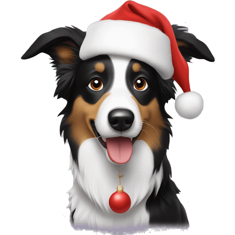 Boarder Collie with Santa Hat emoji