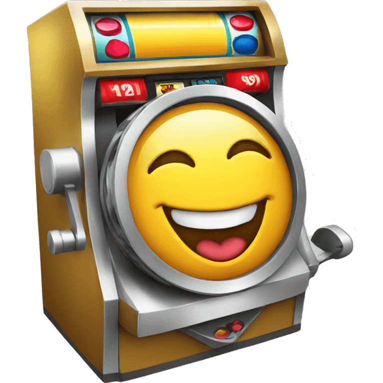 Slot Spin: An emote featuring a slot machine with spinning reels and a joyful expression to capture the excitement of winning. emoji