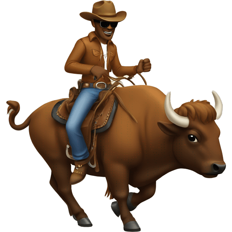 Cowboy riding a buffalo with sunglasses  emoji