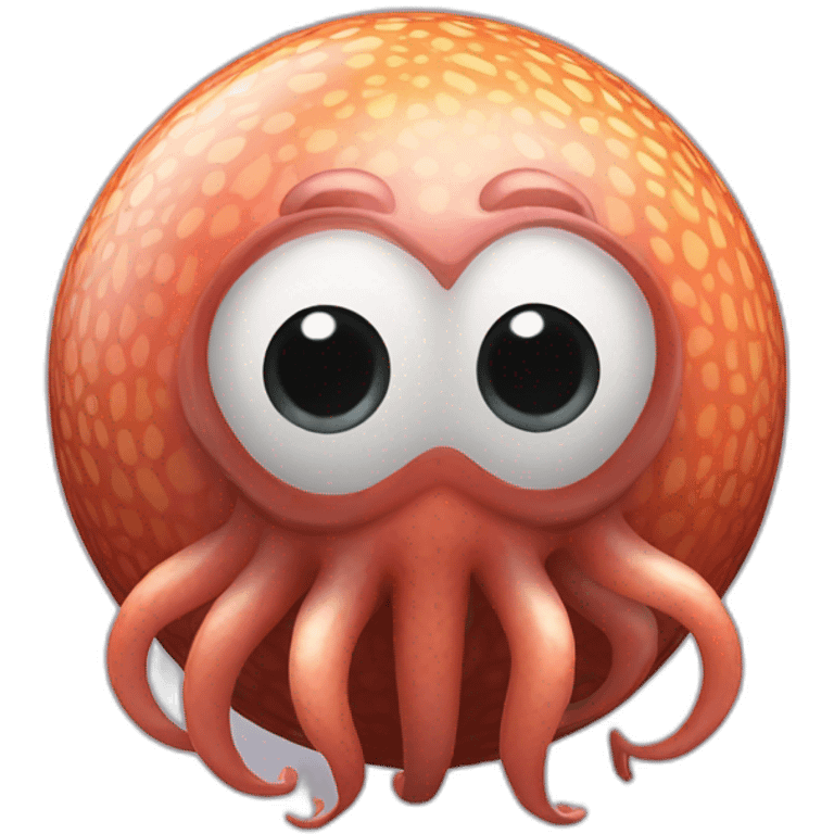 3d sphere with a cartoon Squid skin texture with big calm eyes emoji