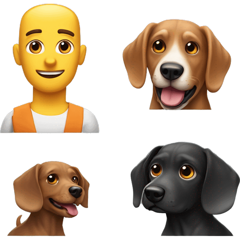 Superheldin met zwart kort haar en een teckel hond emoji