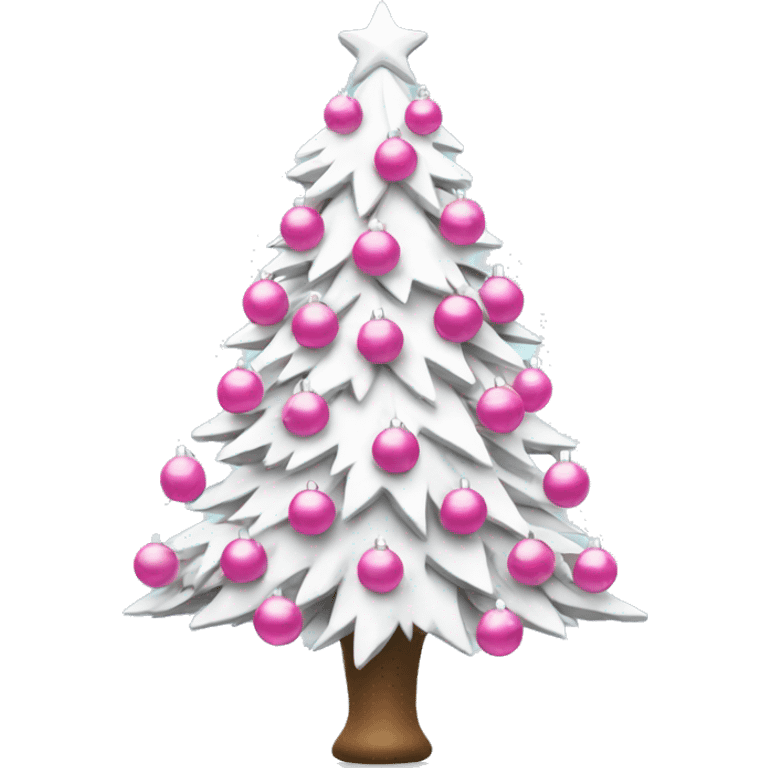 White Christmas tree with pink ornaments emoji