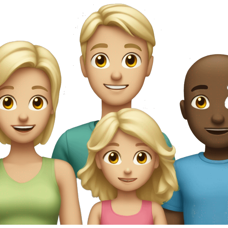 blond family of 5 older boy middle child girl and baby boy emoji