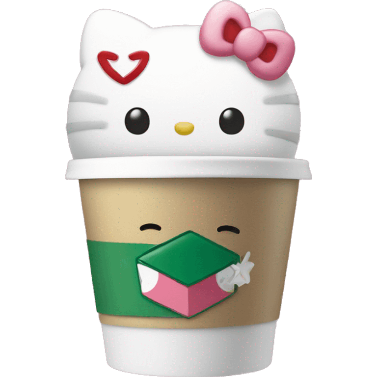 Hello kitty holding Starbucks cup  emoji