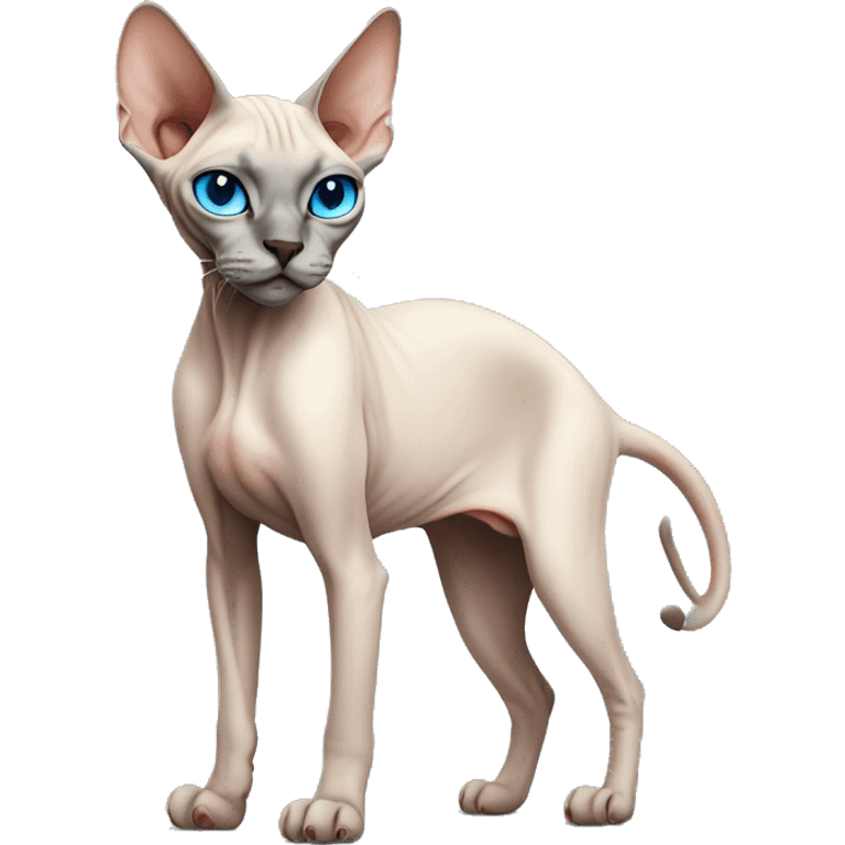 Siamese Sphynx  cat with blue eyes full body emoji