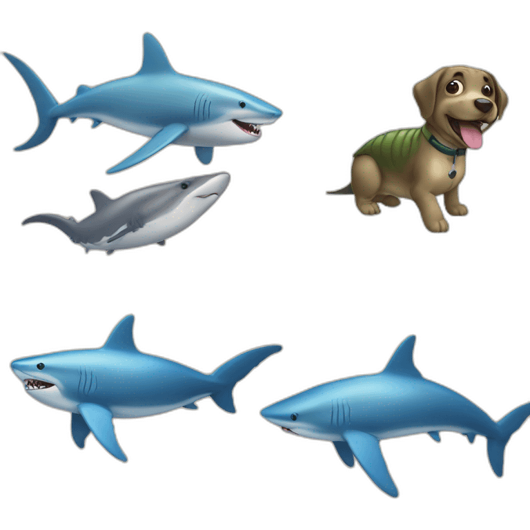 Un chien sur une tortue et sur un requin emoji