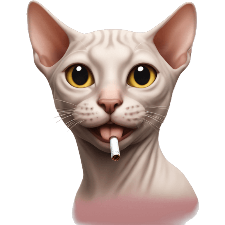 Hairless cat with a cigarette in mouth  emoji