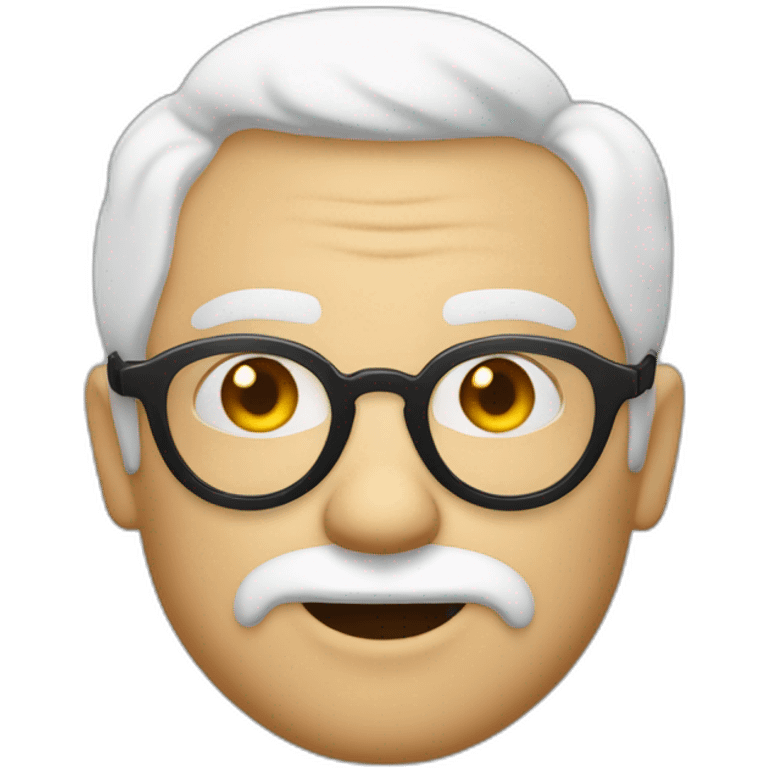 Viel homme blanc chauve avec lunettes rondes sans moustache visage rond emoji