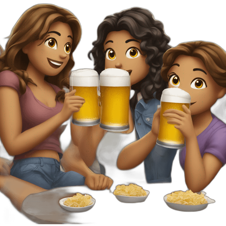 4 chicas tomando una cerveza emoji