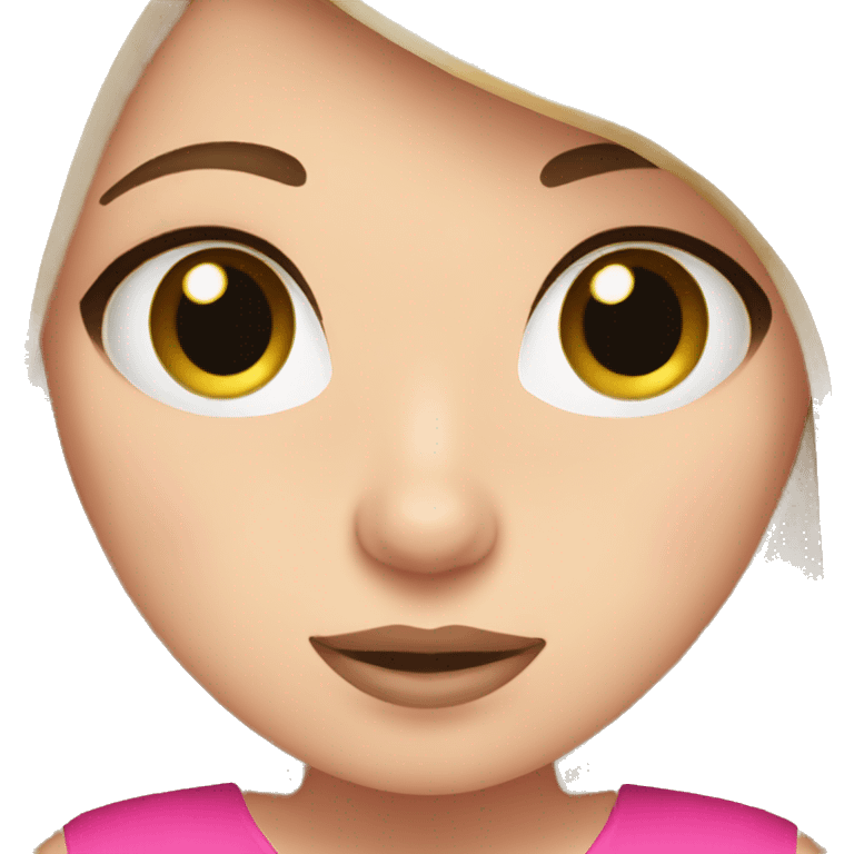 Blonde girl with brown eyes pink holding a pug emoji