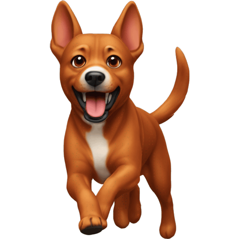 realistic solid red dog with pointed ears running emoji