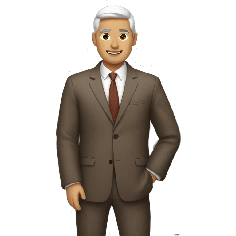 man white and brown dressed in a suit work on apple macbook emoji