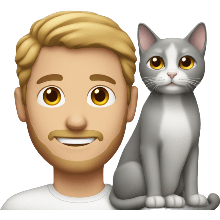 White man holding a gray cat emoji