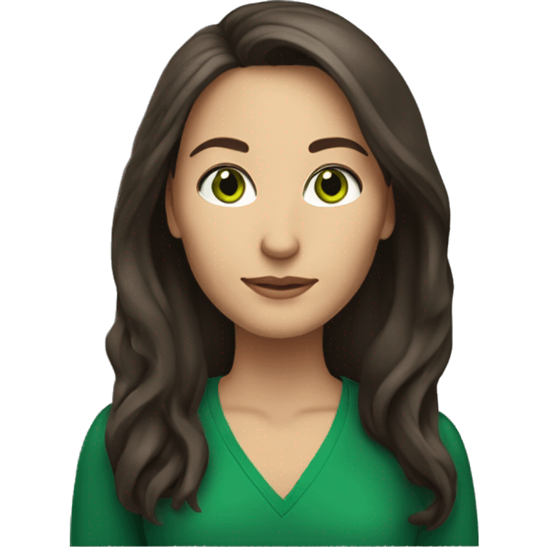 brunette medium build 42 year old teacher with green eyes and long hair emoji