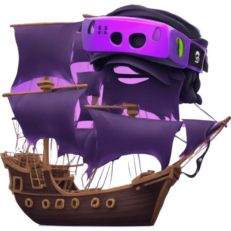 Pirate ship, Pirate,  vr headset, purple neon emoji