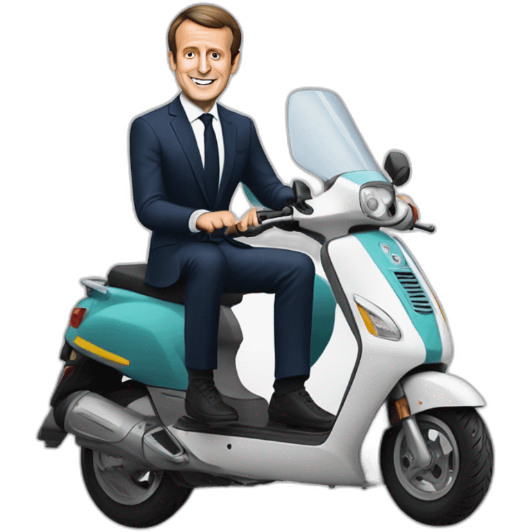 Emmanuel Macron sur un scooter emoji