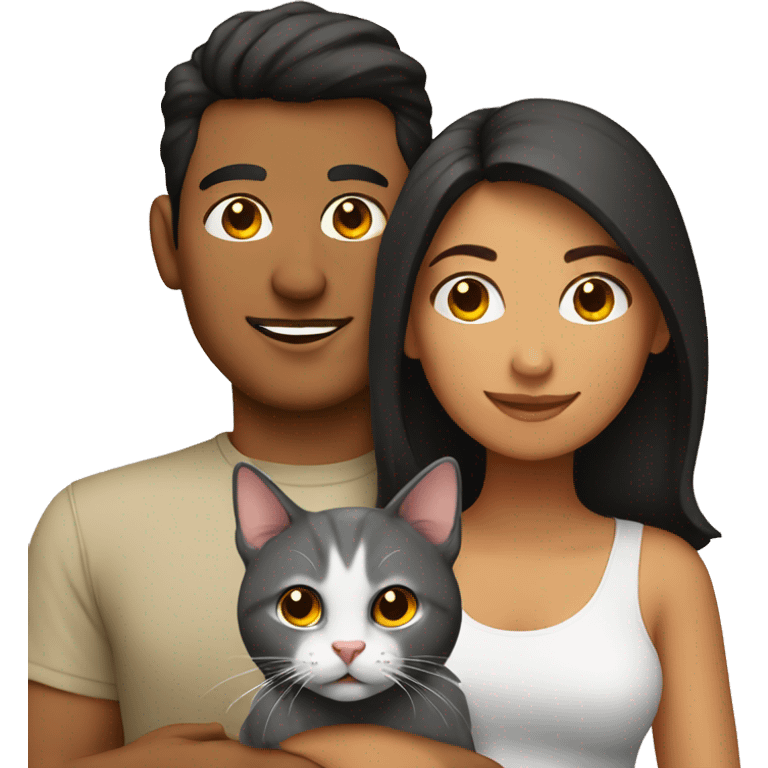 Hispanic Couple with cat emoji