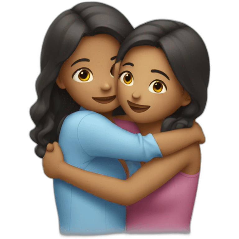 Two girls hugging each other emoji