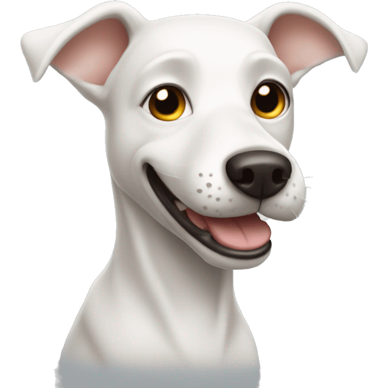 skinny smiling white dog  emoji