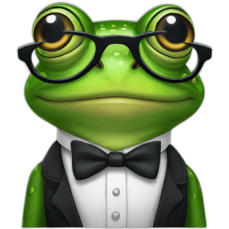 a frog wearing glasses and bow-tie emoji