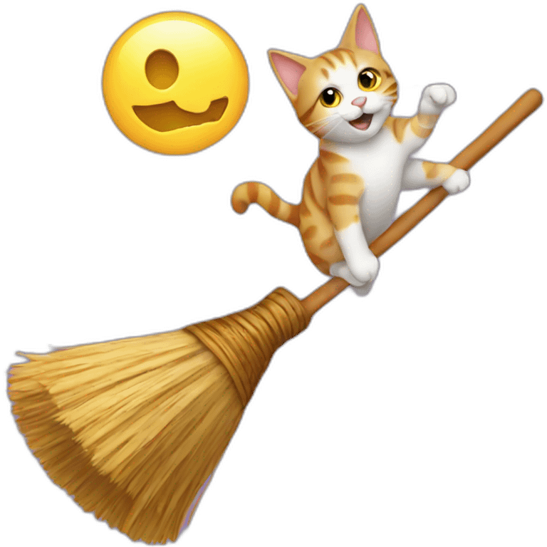 A cat on a flying broom emoji