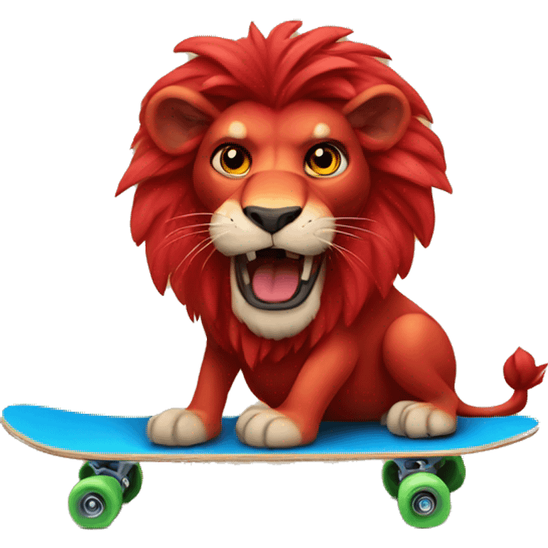 Red lion that looks puzzled and riding a skateboard emoji