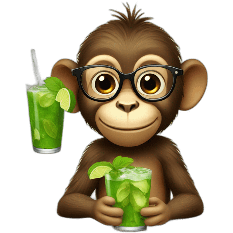 little monkey with glasses drinking mojito emoji