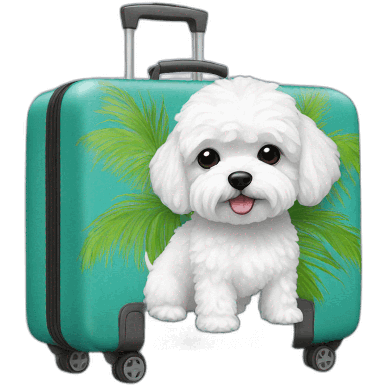 white maltipoo with Hawaiian luggage emoji