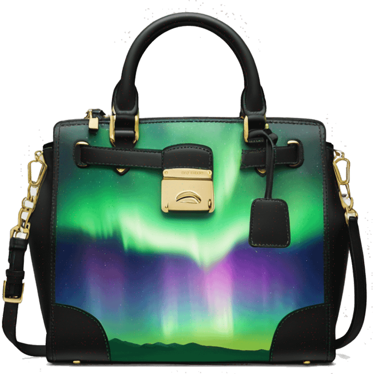 Realistic isolated northern lights michael kors satchel purse.  emoji