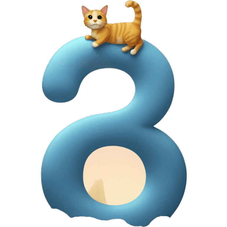 cat climbing on top of a giant number 7 emoji