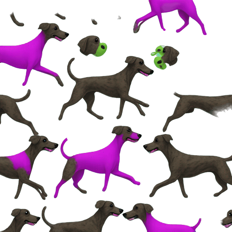 Brindle dog black face lurcher running cyan magenta lime green blue lighting emoji