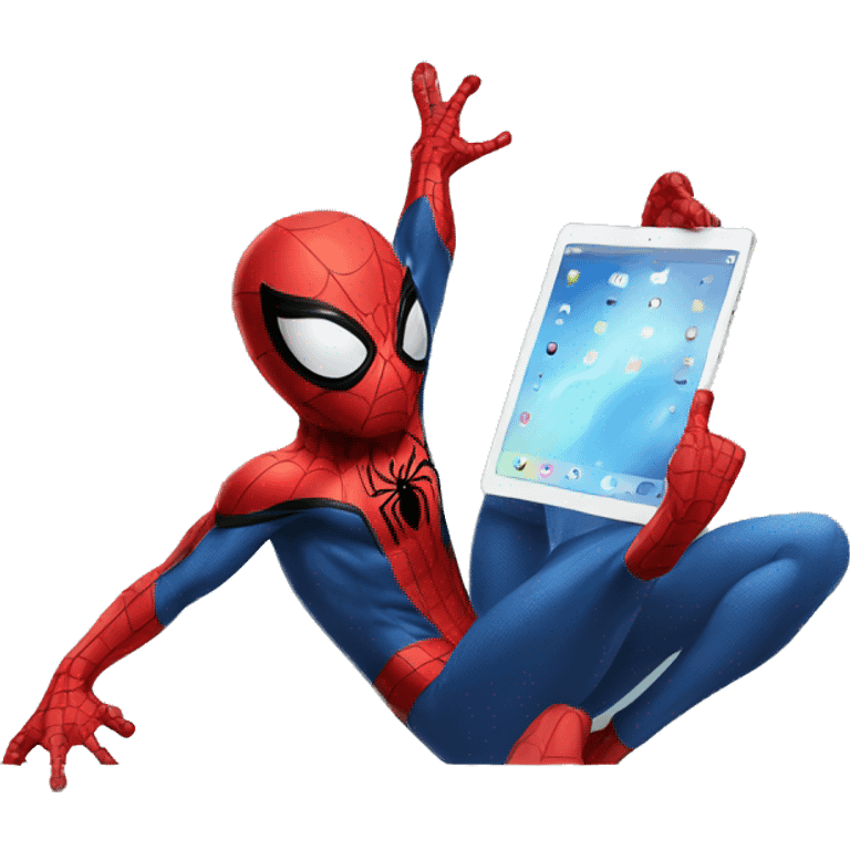 Spider-Man playing on a tablet emoji