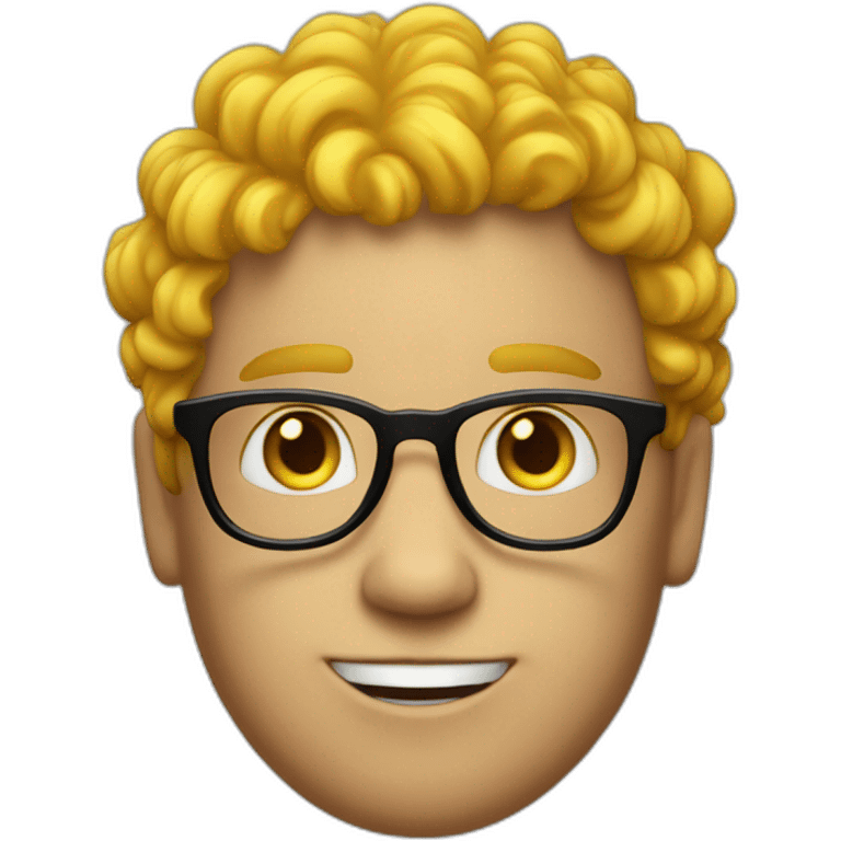 a-silly-boy-with-black-eyeglasses-and-curly-yellow-hair-on-top very less hair-and-white-skin emoji