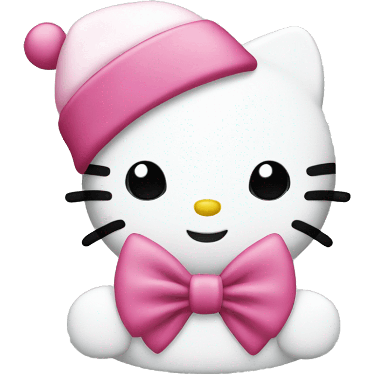 Hello kitty with pink bow and Christmas hat emoji