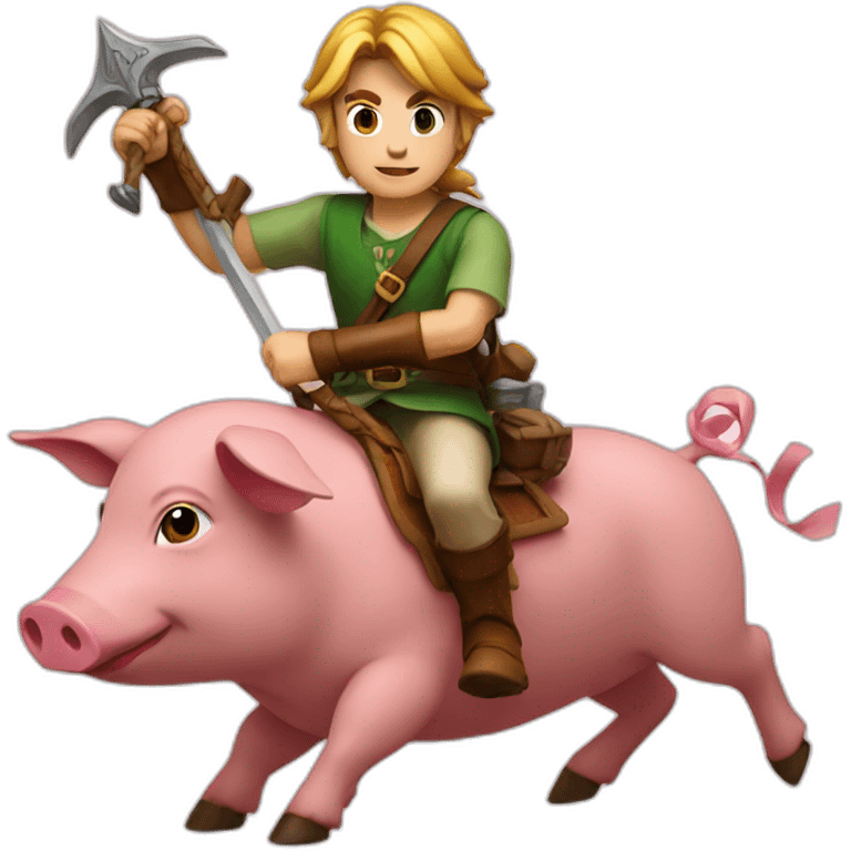 Link riding an pig emoji