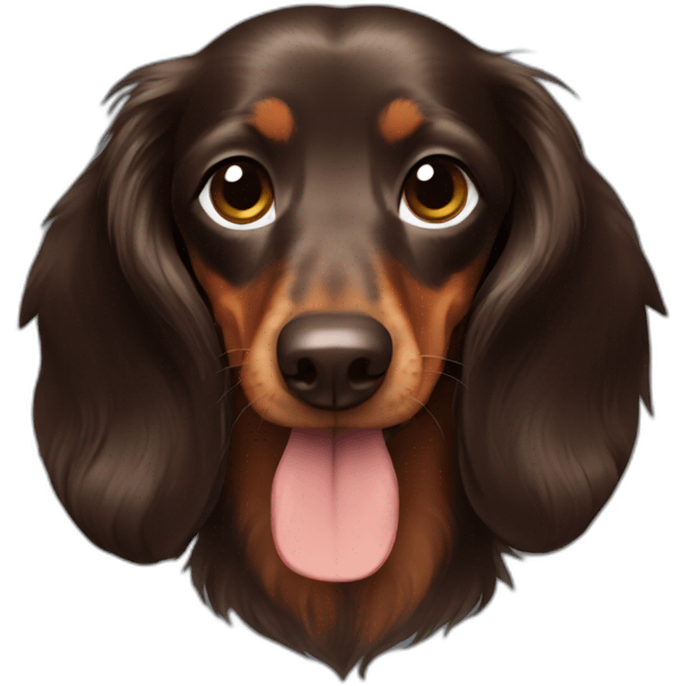 dark brown longhaired dachshund emoji