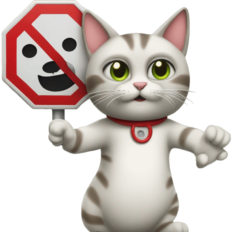 cat holding stop sign emoji