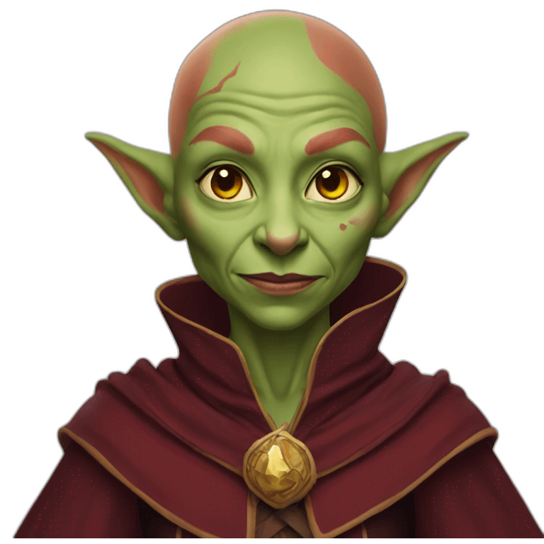 Red bald female goblin wizard emoji