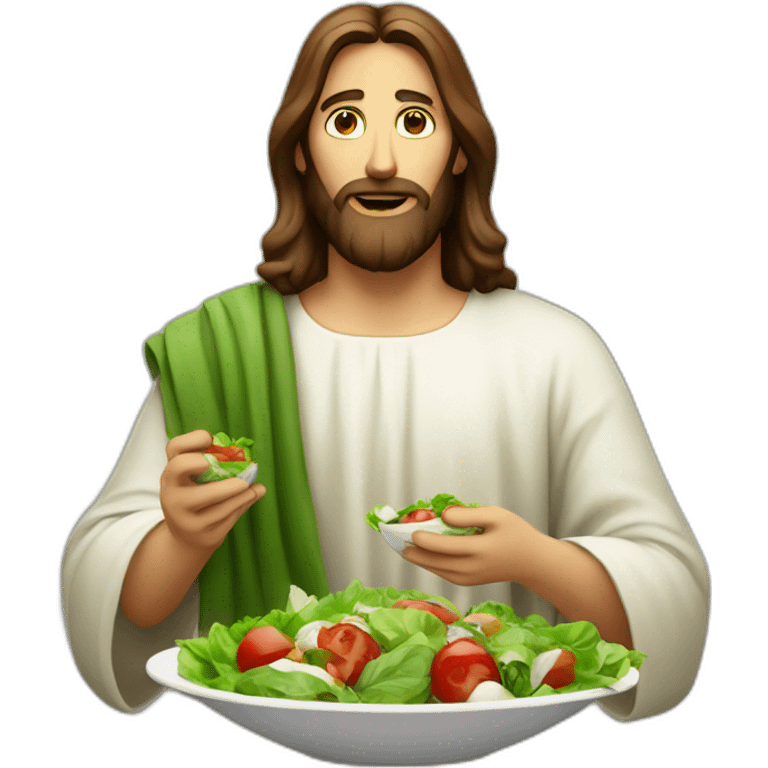 jesus eating a salad emoji