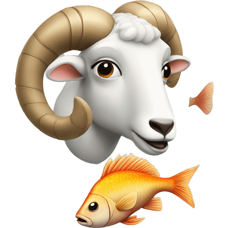 A ram kisses a fish emoji